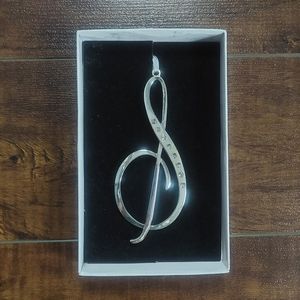 Silver Metal Music Note Ornament with Rhinestones